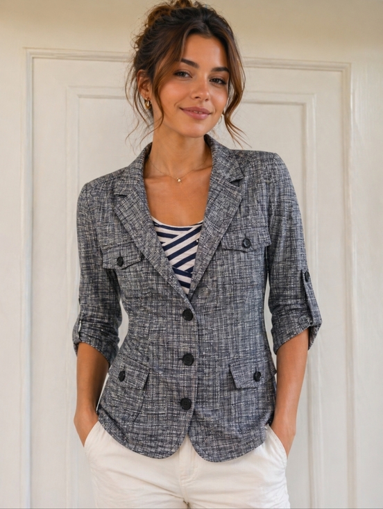 Express Jackets & Blazers - Express Design Studio Gray Textured Blazer Size 8